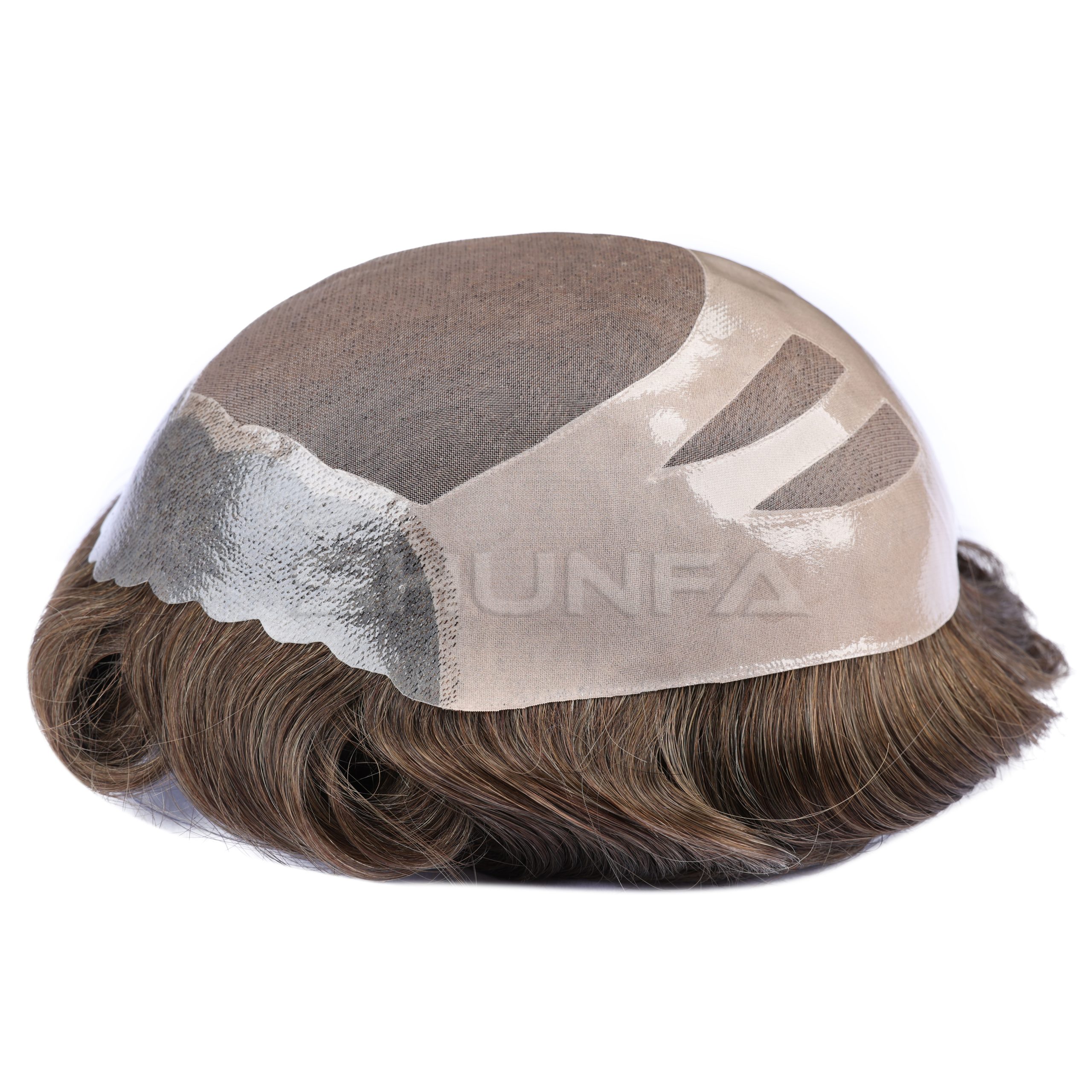 front skin pu human hair pieces for men