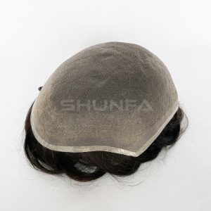 Fashion color TB/grey 60 knotted full skin hair systems for hair loss men from direct hair factory