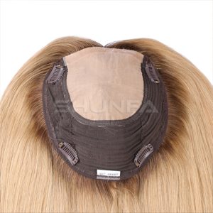 High quality Blonde color Virgin hair Mahchine made silk toppr-Stock topper ready to ship